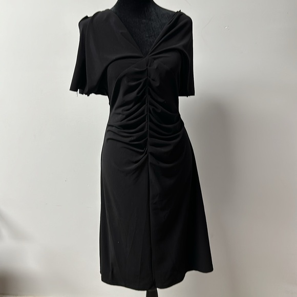 White House Black Market elegant slimming black midi dress size large. - Picture 6 of 11